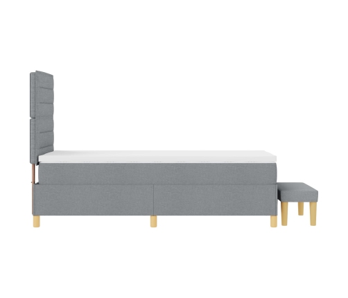 Cama con Somier  con Colchón y Banco Gris Claro 90x200 cm Tela