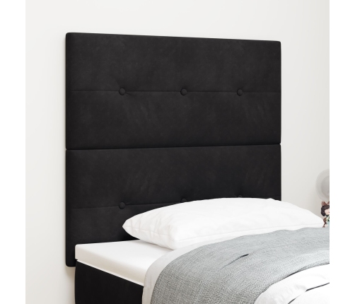 Cabecera  con botones, tapizada en terciopelo negro de 90 cm
