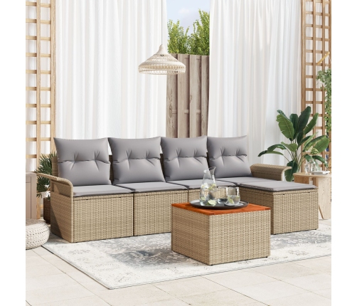Conjunto de Sofá de Jardín  Conjunto de 6 Beige y gris Ratán y tela