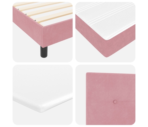 Cama Box Spring  con Colchón Rosa 140x190 cm Terciopelo