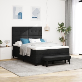 Cama con Somier y Colchón Negro 140x200 cm Tela