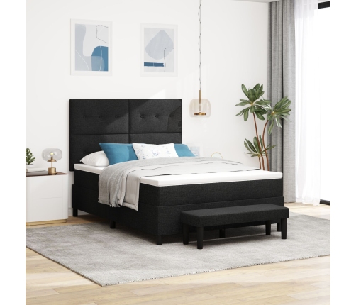 Cama con Somier y Colchón Negro 140x200 cm Tela