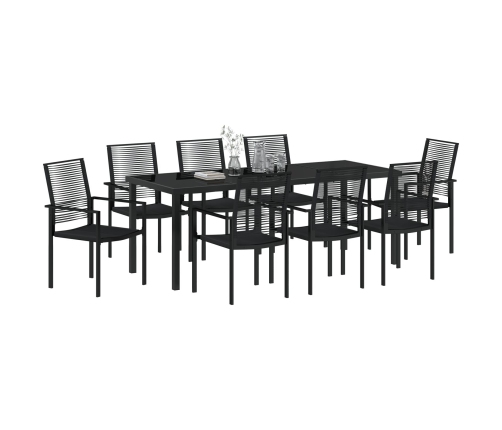 Set de Comedor de Jardín de 9 Piezas Negro Ratán de PVC