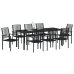 Set de Comedor de Jardín de 9 Piezas Negro Ratán de PVC