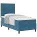 Cama Box Spring  con Colchón Azul Oscuro 100x200 cm Terciopelo