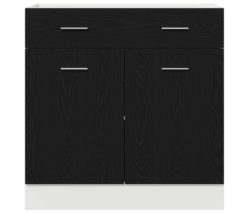 Armario con Cajón en Roble Negro, 80x46x81.5 cm, Hecho de Madera Elaborada