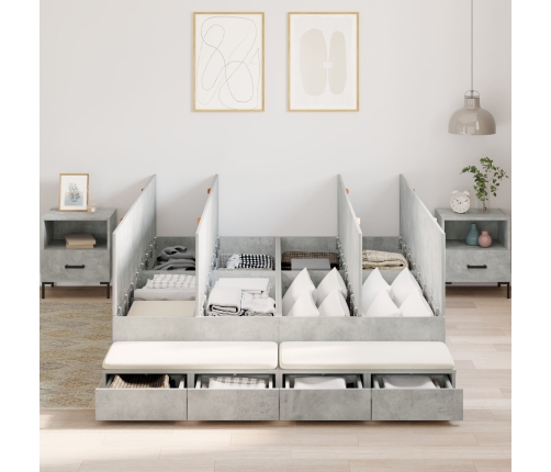 Cama con almacenamiento  gris concreto 150x200 cm