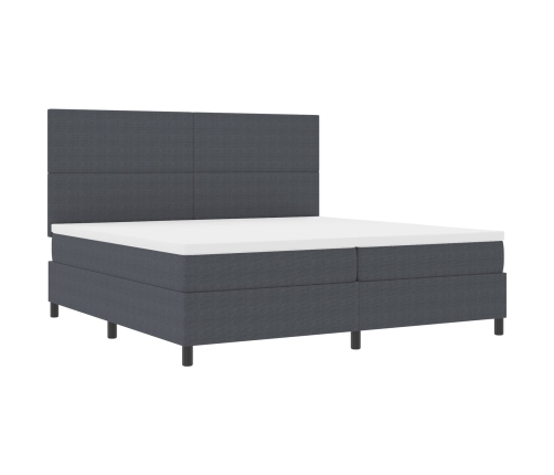 Cama con Somier  con Colchón&LED Gris Oscuro 200x200 cm Tela de Pana