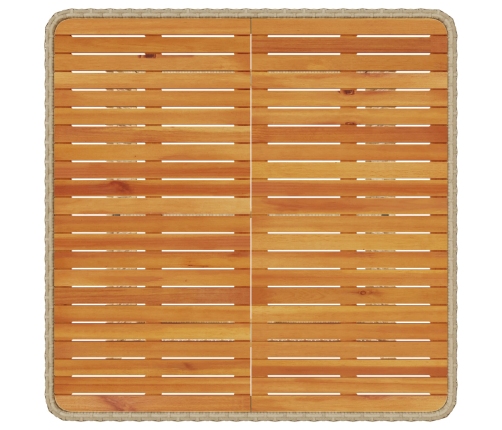 Conjunto de Comedor de Jardín de 3 Piezas con Cojines Beige de Ratán Poliéster y Acacia