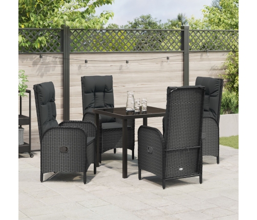 Conjunto de Comedor de Jardín de 5 Piezas  Negro Ratán Poli