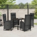 Conjunto de Comedor de Jardín de 5 Piezas  Negro Ratán Poli