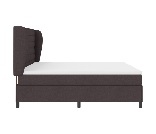 Cama con somier y colchón  Marrón Oscuro 200x200 cm Tela
