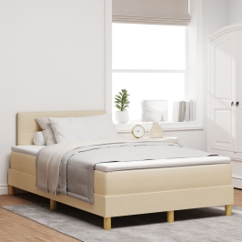 Cama con Somier  con Colchón Crema 120x200 cm Tela