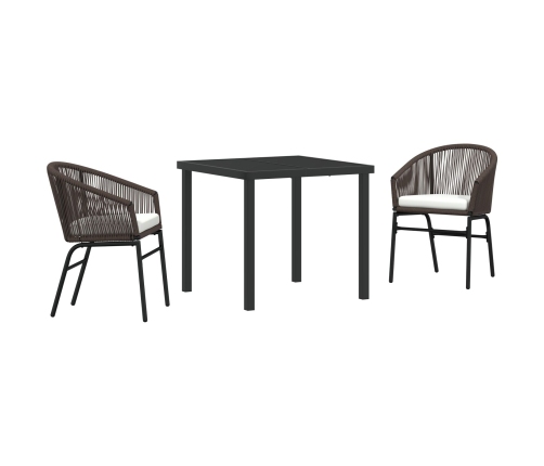 Juego de comedor de jardín de 3 piezas Marrón Poliratán