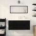 Gabinete de Fregadero  con Lavabo Incorporado de Roble Negro y Madera Elaborada, Gabinete de Fregadero  de Roble Negro 90x38.5x45 cm Madera Elaborada
