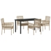 Juego de Comedor de Jardín de 5 Piezas con Cojines Beige de Ratán