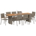 Set de Comedor de Jardín de 9 Piezas  en Poliratán Gris