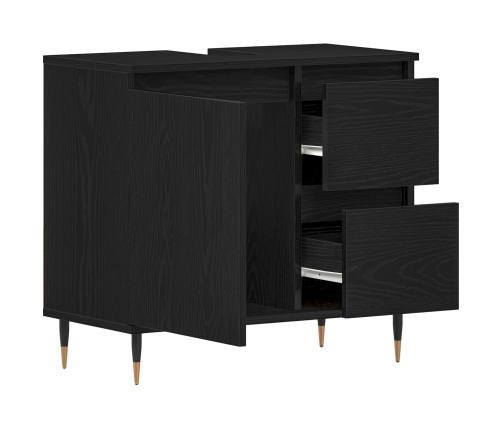 Cabinet de lavabo  Negro Roble 65x33x60 cm Madera elaborada