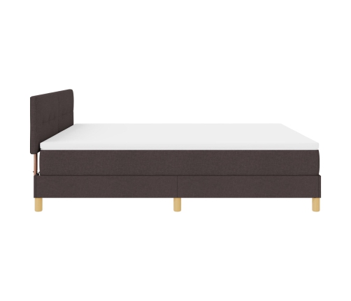 Cama con Somier y Colchón Marrón Oscuro 180x200 cm Tela