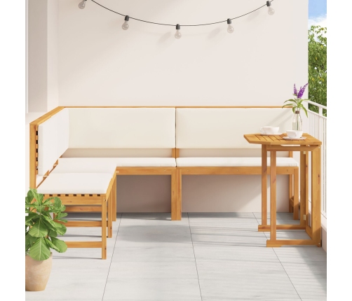 Juego de Comedor para Jardín de 4 Piezas con Cojines de Madera de Acacia