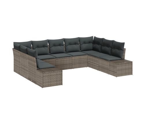 Set de sofá de jardín  Set de 9 Gris Ratán Sofá de jardín