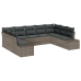 Set de sofá de jardín  Set de 9 Gris Ratán Sofá de jardín