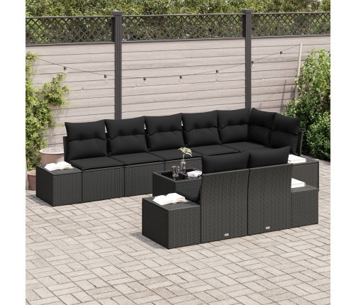 Conjunto de Sofá de Jardín Set de 9 Negro