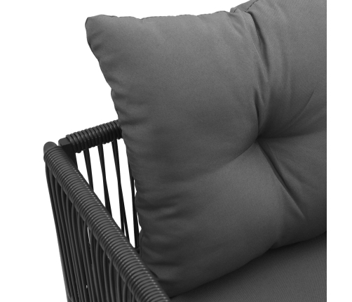 sillas de jardín  con cojines 4 pcs Rattan Poliéster Negro