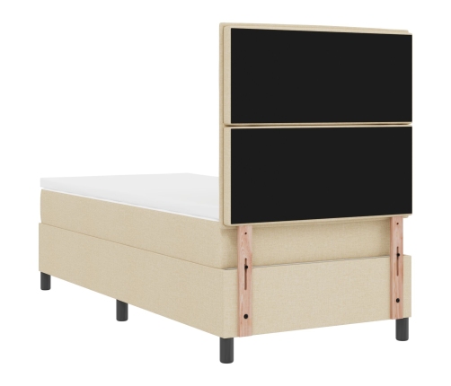 Cama con somier  con colchón crema 90x200 cm tela