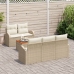 Conjunto de Sofá de 6 Piezas  con Cojines Beige Polirratán Acacia