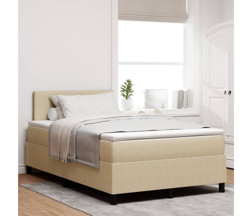 Cama con Box Spring con Colchón Verde Claro Gris 120x200 cm Tela de Corduroy