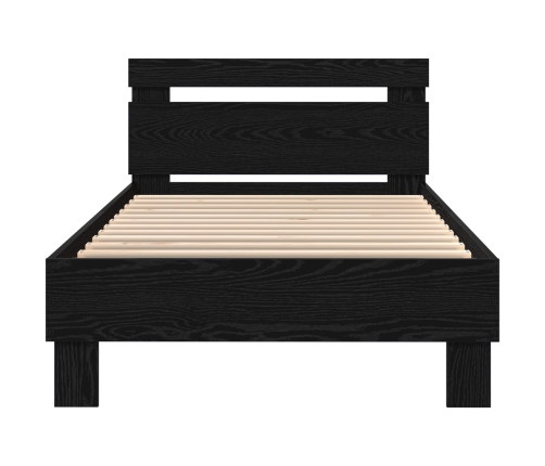 Estructura de cama  con luces LED Roble Negro 100x200 cm Madera de ingeniería