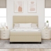 Cama con Base Tapizada  con Colchón Verde Claro Gris 160x200 cm Tela de Corduroy