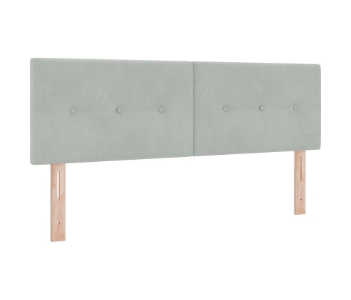 Cabecero de  con botones, tufted, gris claro, 140 cm, terciopelo