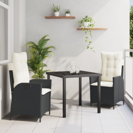 Set de 2 Negro PE ratán Mediano Reposabrazos ajustables
