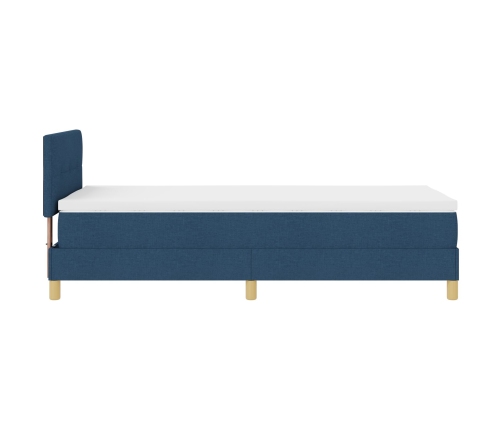 Cama Box Spring con Colchón Azul 100x200 cm Tela