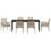 Juego de Comedor de Jardín de 7 Piezas con Cojines Beige Poliratán