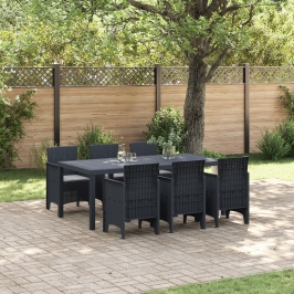 Juego de Comedor de Jardín de 7 Piezas con Cojines Anthracite Poliratán