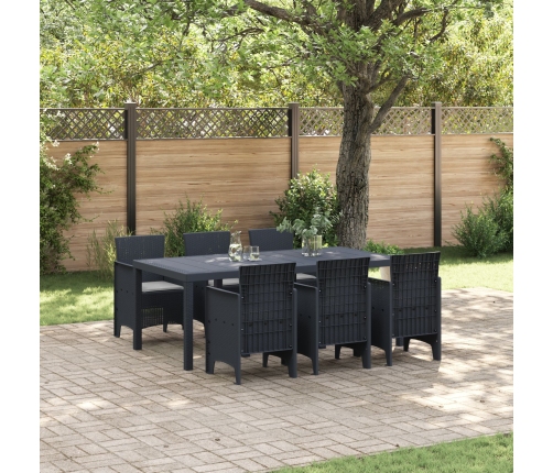 Juego de Comedor de Jardín de 7 Piezas con Cojines Anthracite Poliratán