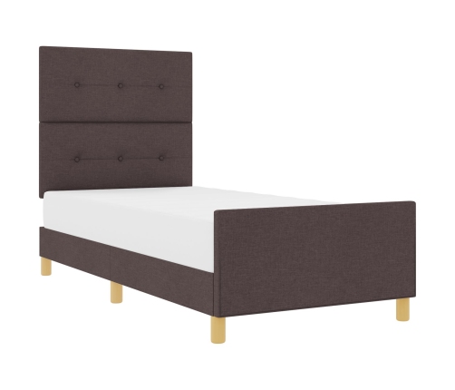 Estructura de cama  marrón oscuro 90x190 cm Tela
