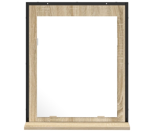 Espejo de baño  con estante de roble sonoma 50x12x60 cm de madera elaborada
