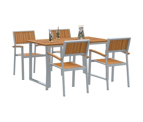 Conjunto de Comedor de Jardín  Conjunto de 5 Gris Acero Duradero