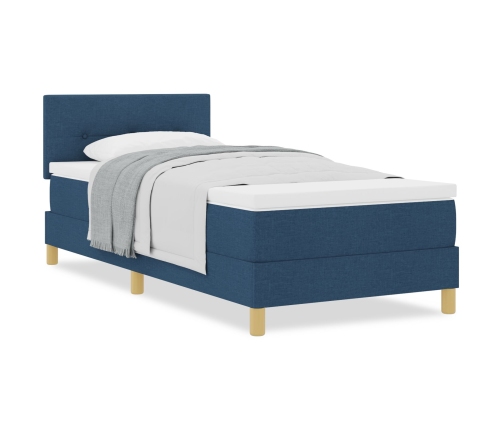 Cama Box Spring con Colchón Azul 100x200 cm Tela