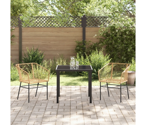 Set de Comedor de Jardín  de 3 Piezas Marrón Poliratán