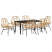 Conjunto de Comedor de Jardín de 7 Piezas Marrón Poliratán
