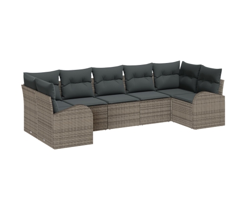 Conjunto de Sofá de Jardín  Conjunto de 7 Gris Oscuro Ratán