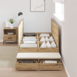 Cama de Almacenamiento  Roble Artesanal Madera Elaborada