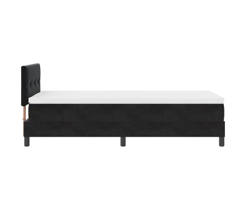 Cama Box Spring  con Colchón Negro 90x200 cm Terciopelo