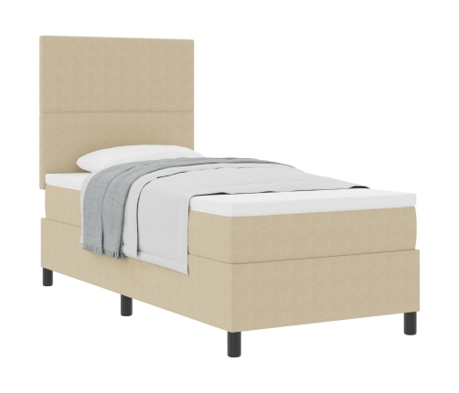Cama con Box Spring  con Colchón Verde Claro Gris 100x200 cm Tela de Pana