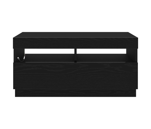 Mueble de TV  con luces LED en roble negro, 80x35x40 cm, de madera